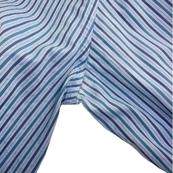 Canali Long Sleeve Button Down Shirt Blue Vertical Stripe - Picture 4 of 6